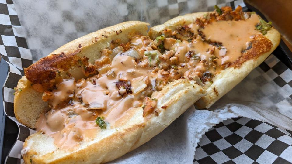 Broc N' Salmon Cheesesteak: One of Kevin Byard's original creations. A fresh roll gets coated in a light layer of mayonnaise and topped with American cheese before hitting the griddle. The toasted bread is then stuffed with an entire filet of cooked salmon and steamed broccoli. The sandwich then gets hit with Byard's signature, secret sauce.