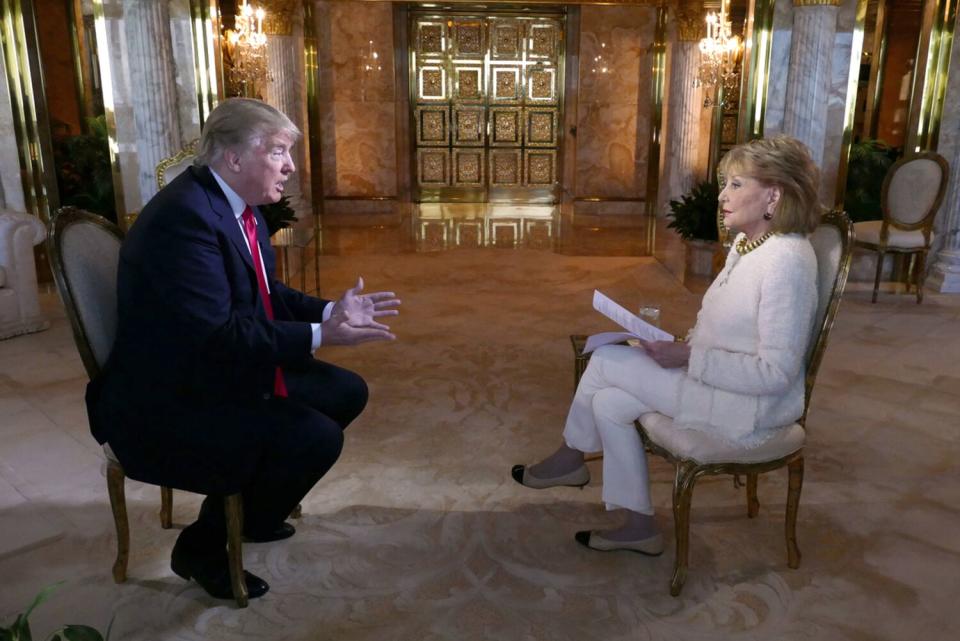 Barbara Walters talks to presidential candidate Donald Trump