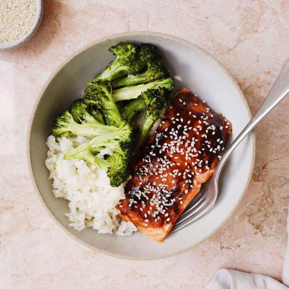 Hoisin-Glazed Salmon with Broccoli and Sesame Rice