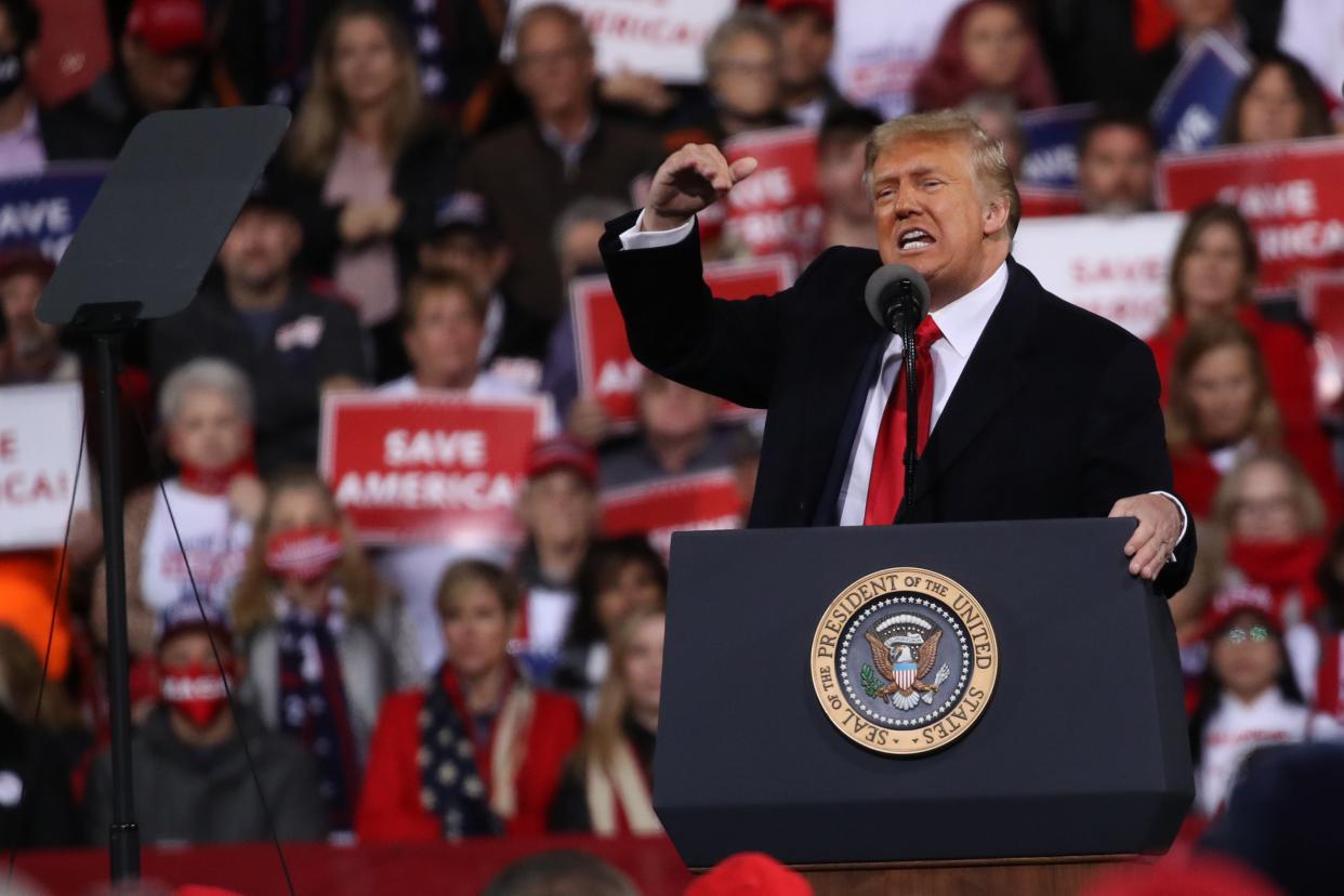 Donald Trump attends a rally in support of Senators David Perdue and Kelly Loeffler in Valdosta, Georgia (Getty Images)