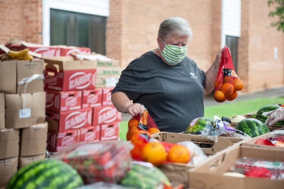 fresh produce in donation boxes