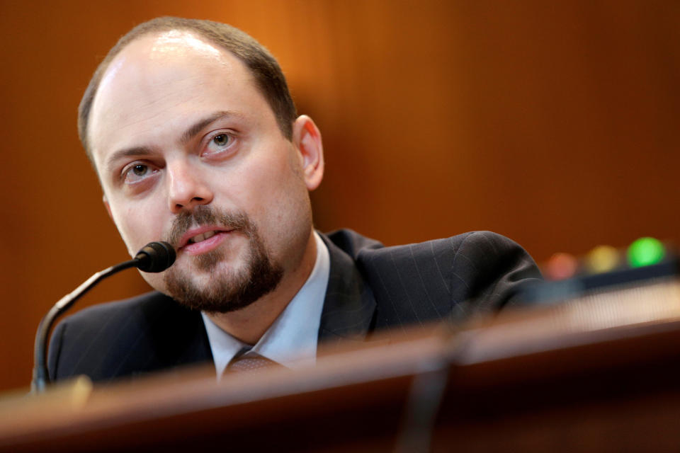 Russian opposition leader Vladimir Kara-Murza, vice chairman of Open Russia, testifies before a Senate Appropriations State, Foreign Operations and Related Programs Subcommittee hearing on 