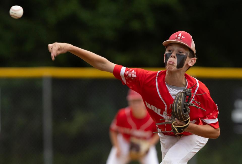 Holbrook starting pitcher Shaun Wood. Holbrook Little League defeats Lincroft 5-0 in Sectional Tournament in Yardville, NJ on July 14, 2023. 