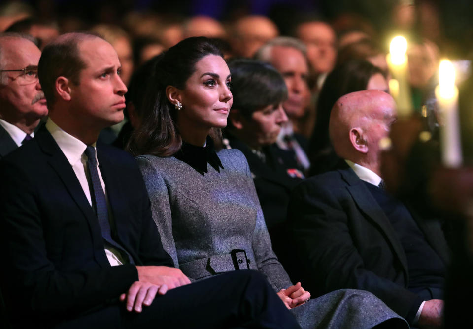 Prince William, Duke of Cambridge and Catherine, Duchess of Cambridge attend the UK Holocaust Memorial Day Commemorative Ceremony in Westminster on January 27, 2020 in London, England. 2020 marks the 75th anniversary of the liberation of Auschwitz-Birkenau. Holocaust memorial day takes place annually on the 27th of January, remembering the liberation of Auschwitz-Birkenau, and honoring survivors of the Holocaust, Nazi Persecution, and subsequent genocides in Bosnia, Cambodia, Rwanda, Darfur.