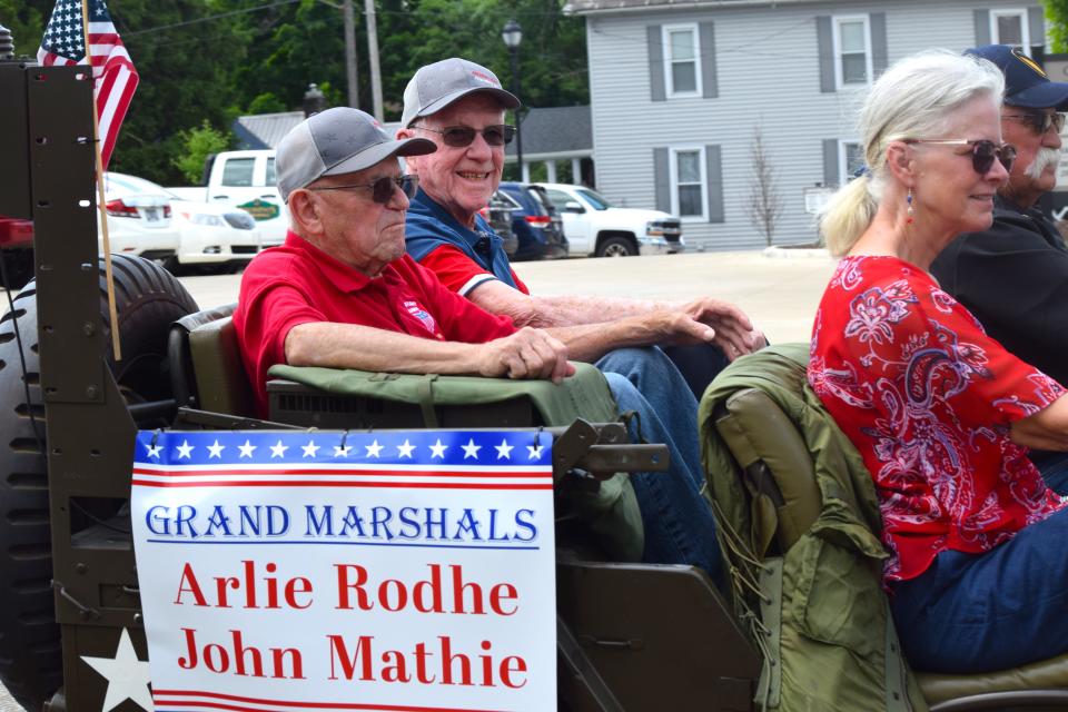 John Mathie, left, and Arlie Rodhe served as grand marshals of the bicentennial celebration parade.