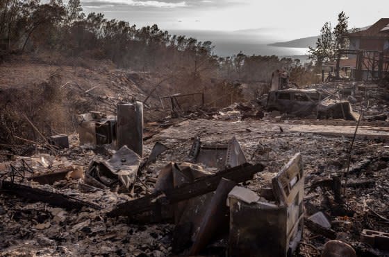 Debris from fires in the town of Kula, Hawaii, a small hillside town in Maui, on Aug. 12, 2023. <span class="copyright">David Butow for TIME</span>