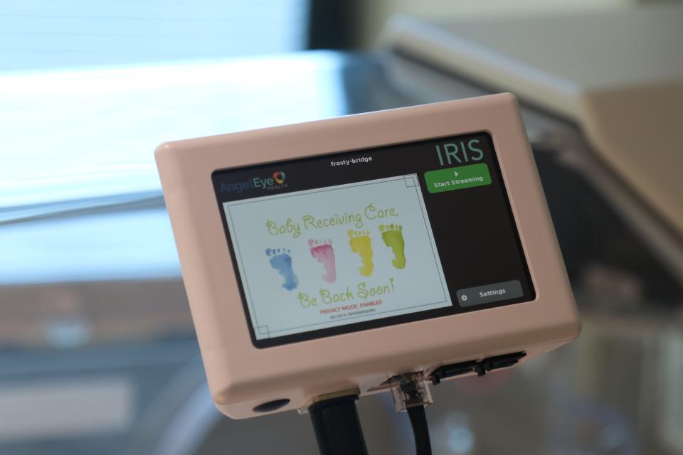 New technology that allows family of a baby receiving treatment inside HCA Florida Capital Hospital's new neonatal intensive care unit to watch them through a livestream April 27, 2022.