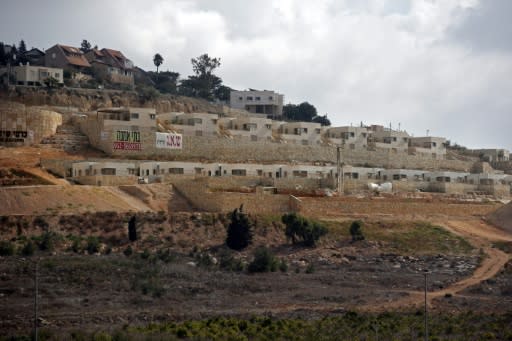 Houses under construction are seen in the settlement of Amichai in the occupied West Bank on September 7, 2018