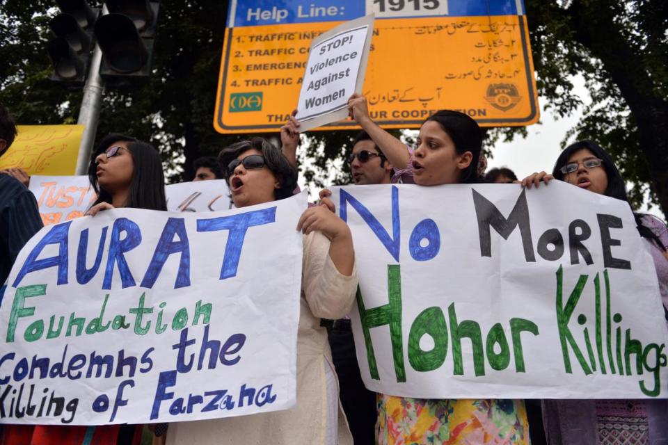 Demonstration: Honour killings in Pakistan have sparked protests by human rights activists (AFP/Getty)