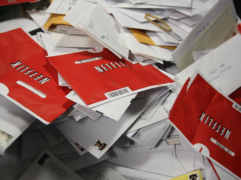 Netflix DVD envelopes at a USPS in San Francisco.