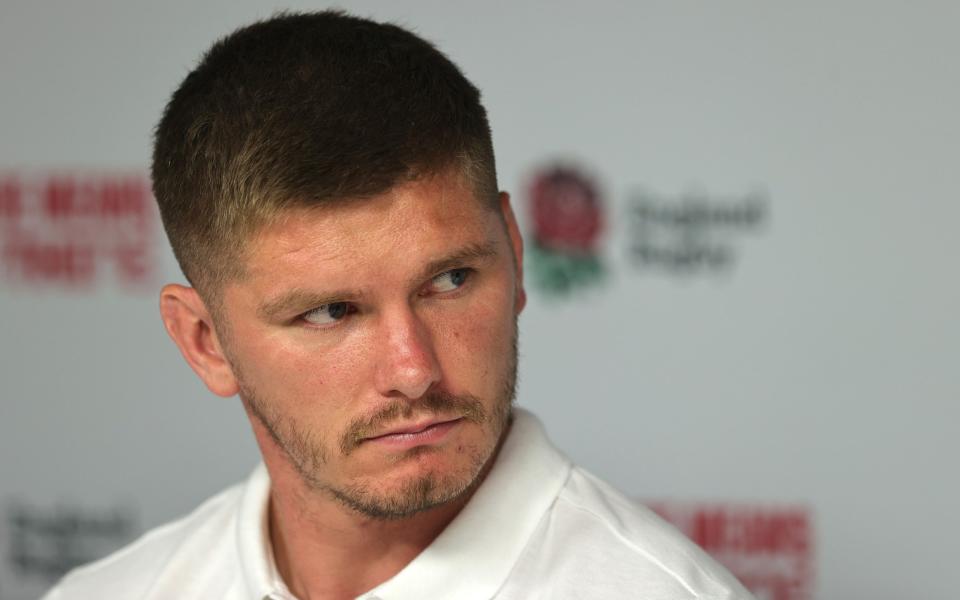 Owen Farrell, the England World Cup captain, faces the media during the England rugby World Cup squad announcement at Twickenham Stadium on August 07, 2023 in London, England