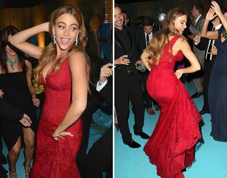 Sofia Vergara has fun on the dance floor at an Emmy after-party. Photo credit: Jeff Kravitz/FilmMagic.