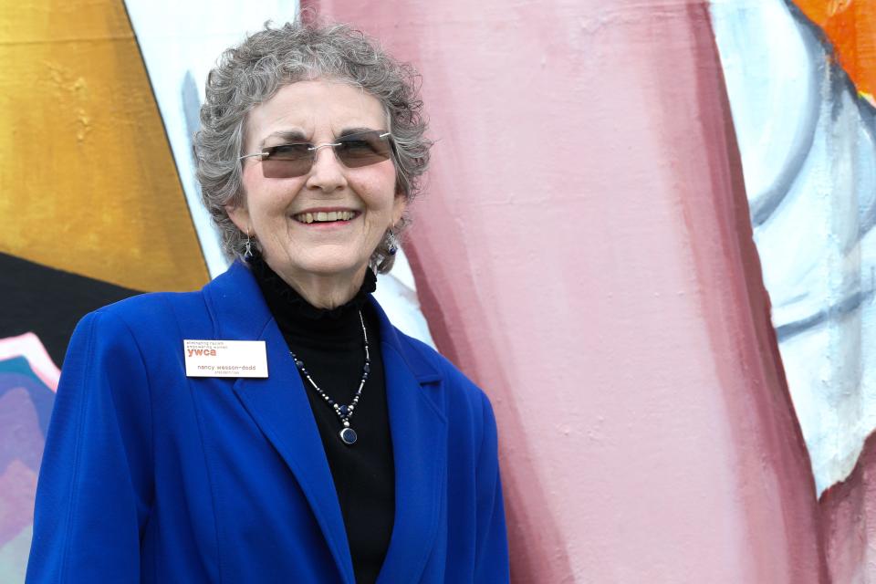 Nancy Wesson-Dodd, YWCA Corpus Christi's president and CEO, poses outside the nonprofit Thursday, Feb. 15, 2024.