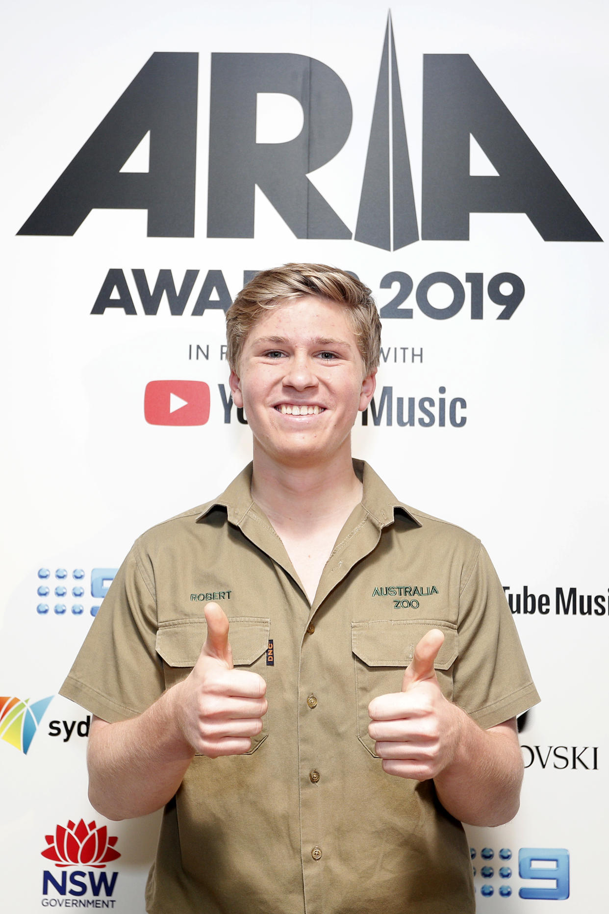 Robert Irwin poses in the awards room during the 33rd Annual ARIA Awards 2019 at The Star on November 27, 2019 in Sydney, Australia