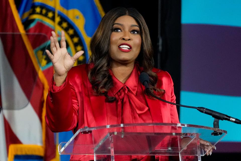 Hamilton County Board of Commissioner Alicia Reece gives the annual State of the County address at Memorial Hall  earlier this year.