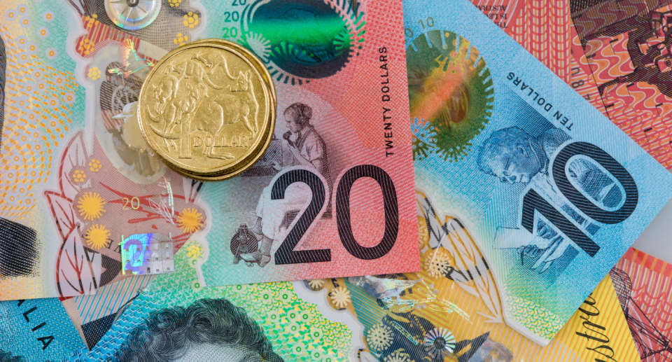 Australian money. Saving money and savings account concept.