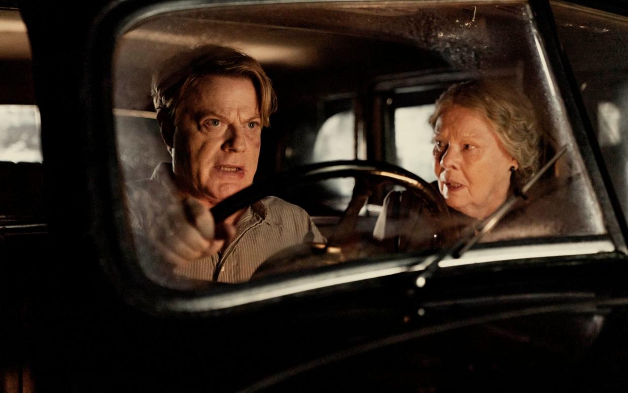 Eddie Izzard and Judi Dench in the comic thriller Six Minutes to Midnight - Amanda Searle