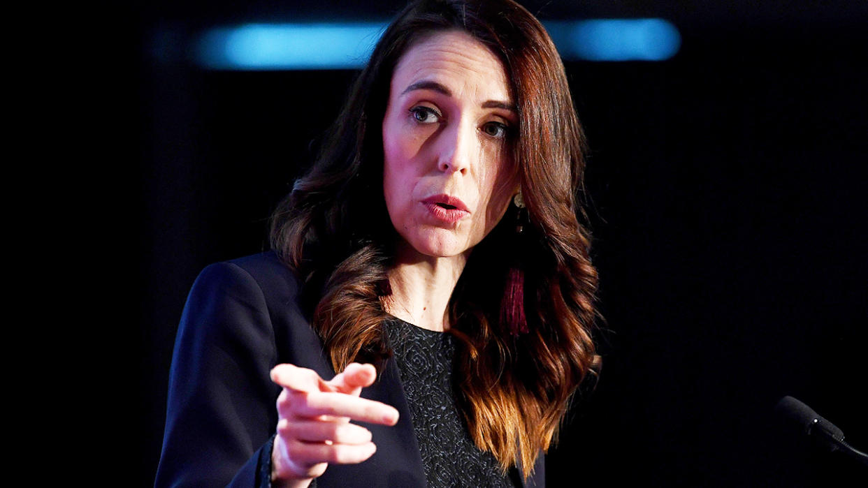 Jacinda Ardern, pictured here at the Business NZ Election Conference. 