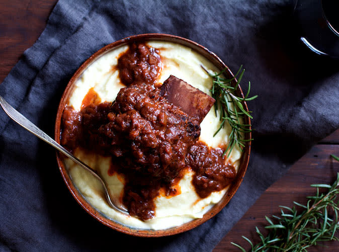 Cabernet Braised Short Ribs with Cauliflower-Leek Purée