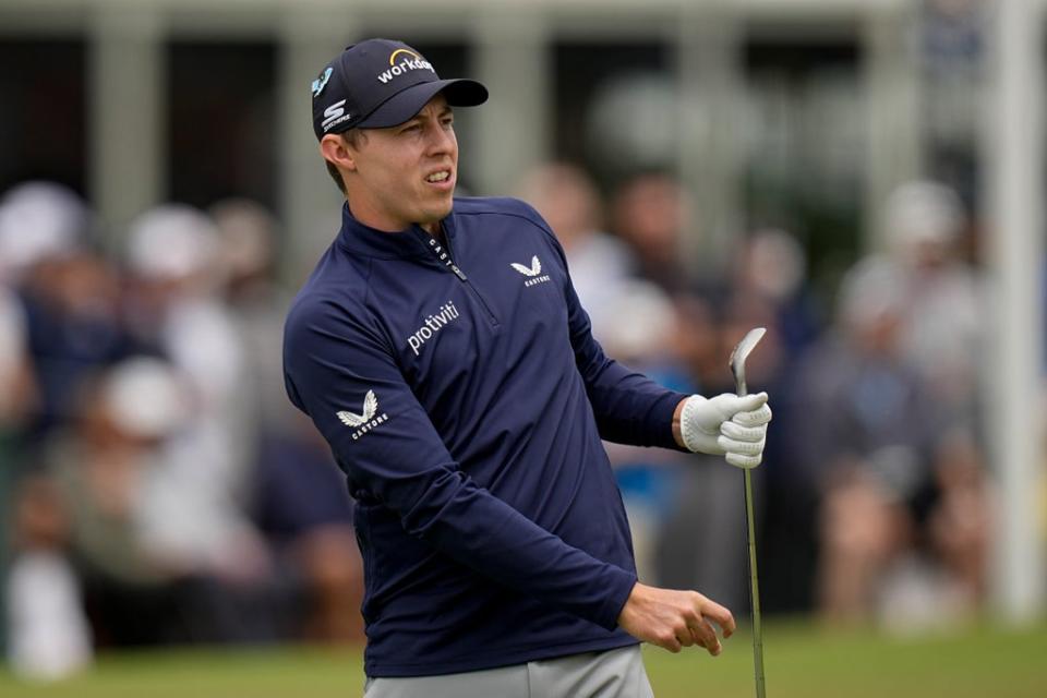 Matt Fitzpatrick chips to the green on the first hole during the final round of the US PGA Championship (Eric Gay/AP) (AP)