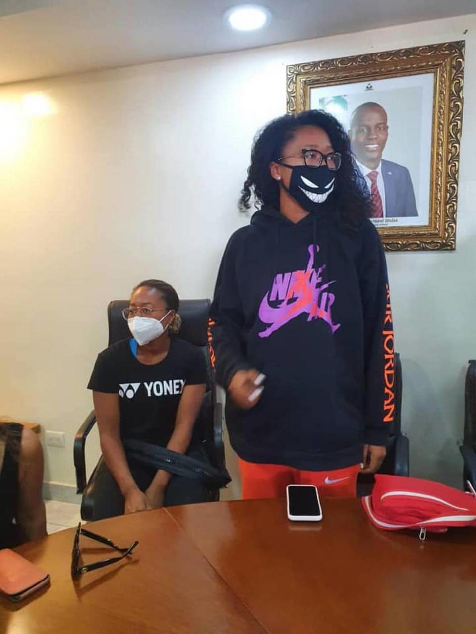 U.S. Open champion Naomi Osaka at the airport in Cap-Haitien on Friday, September 25, where she ran into visiting rapper Kanye West. Osaka was leaving the northern Haitian city after touring the sites during a 48 hour visit.