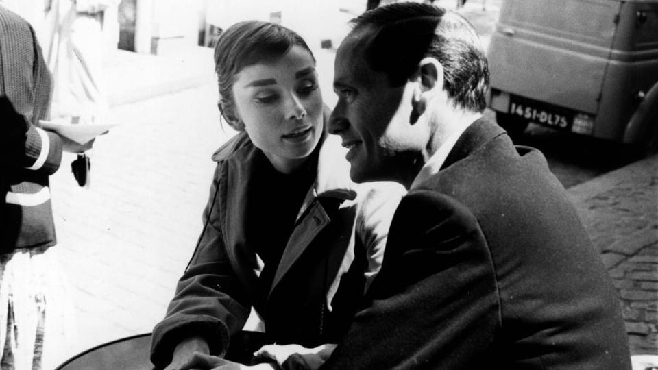 Audrey Hepburn and Mel Ferrer on set in 1957 (funny face)