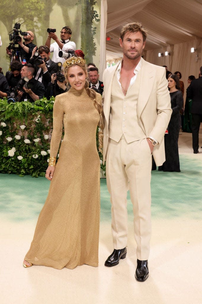 Elsa Pataky and Chris Hemsworth attend the 2024 Met Gala.