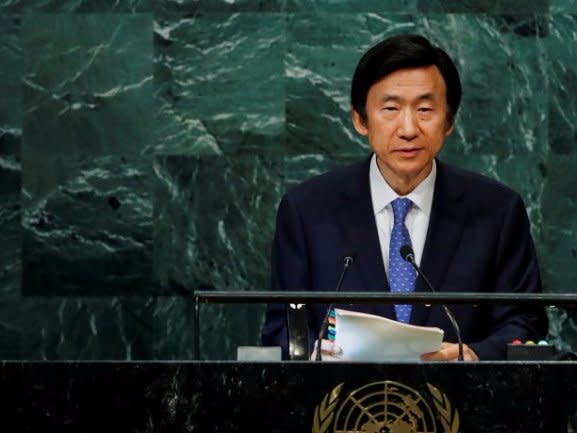 South Korean Minister for Foreign Affairs Yun Byung-se addresses the United Nations General Assembly in the Manhattan borough of New York, U.S., September 22, 2016.  REUTERS/Eduardo Munoz