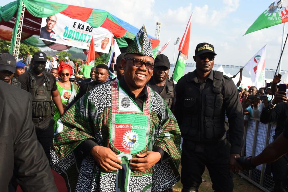 Labour Party’s Peter Obi has emerged as a viable third-party candidate. <a href="https://www.gettyimages.com/detail/news-photo/labour-partys-presidential-candidate-peter-obi-arrives-at-a-news-photo/1245028792" rel="nofollow noopener" target="_blank" data-ylk="slk:Pius Utomi Ekpei/AFP via Getty Images;elm:context_link;itc:0;sec:content-canvas" class="link ">Pius Utomi Ekpei/AFP via Getty Images</a>