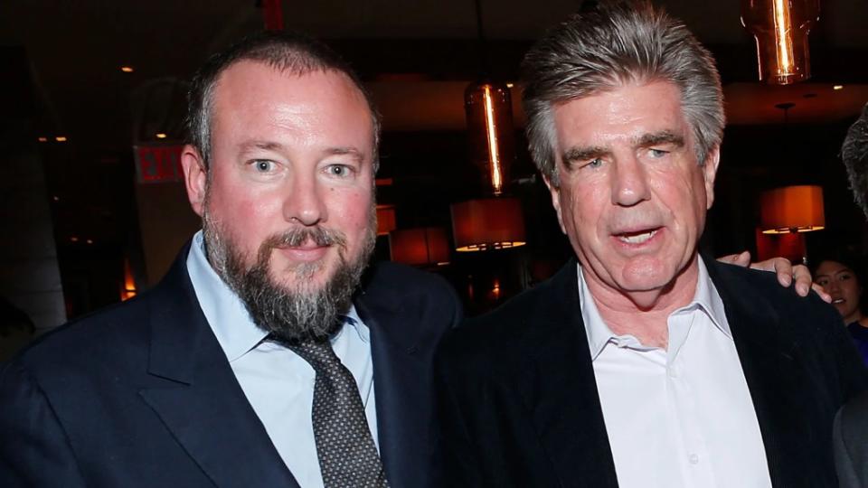 Host and executive producer Shane Smith & media executive Tom Freston attend the "Vice" New York Premiere After Party at Porter House on April 2, 2013 in New York City.