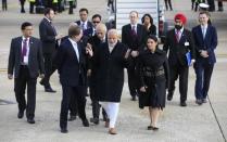 Prime Minister Narendra Modi arrives at Heathrow Airport for a three day official visit, in London, November 12, 2015. REUTERS/Jonathan Brady/Pool