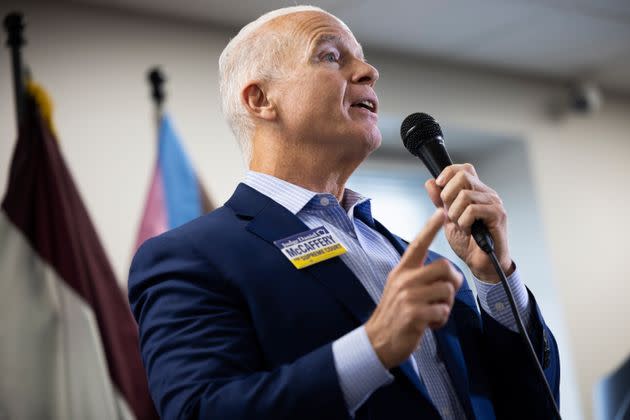 Daniel McCaffery, a candidate for Pennsylvania Supreme Court judge, speaks at a women's organizing event and canvass launch in Norristown, Pennsylvania.