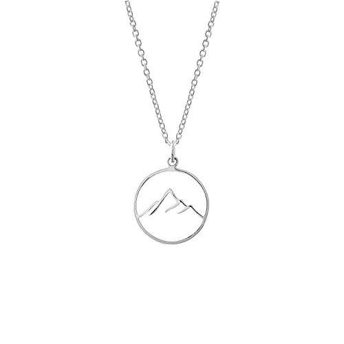 28) Sterling Silver Circle Mountain Pendant Necklace