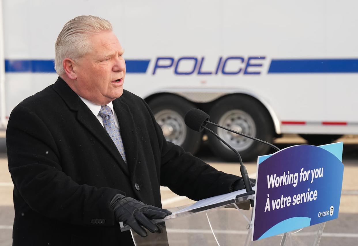 Premier Doug Ford said the province is giving money to 21 police projects focused on fighting auto theft. (Nathan Denette/The Canadian Press - image credit)