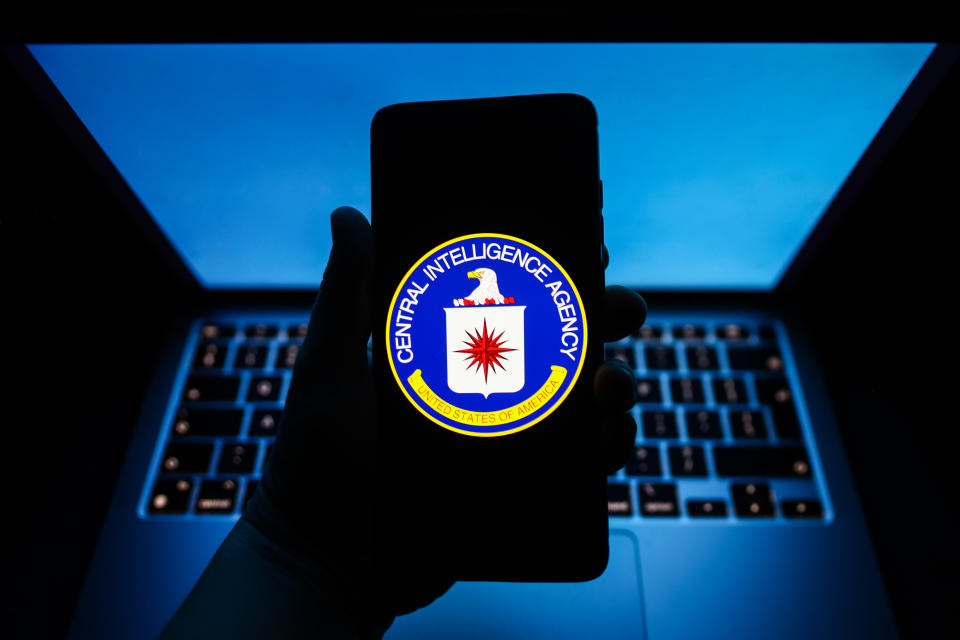 Central Intelligence Agency seal is displayed on a mobile phone screen for illustration photo. Krakow, Poland on February 2nd, 2023.  (Photo by Beata Zawrzel/NurPhoto via Getty Images)
