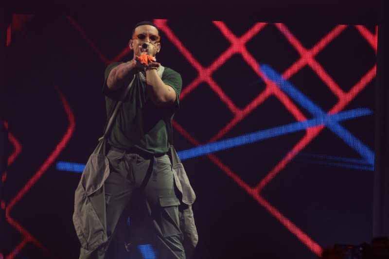 Daddy Yankee performs on stage during the La Ultima Vuelta World Tour at the FTX arena in Miami on December 22, 2022. The singer turns 47 on February 3. File Photo by Gary I Rothstein/UPI