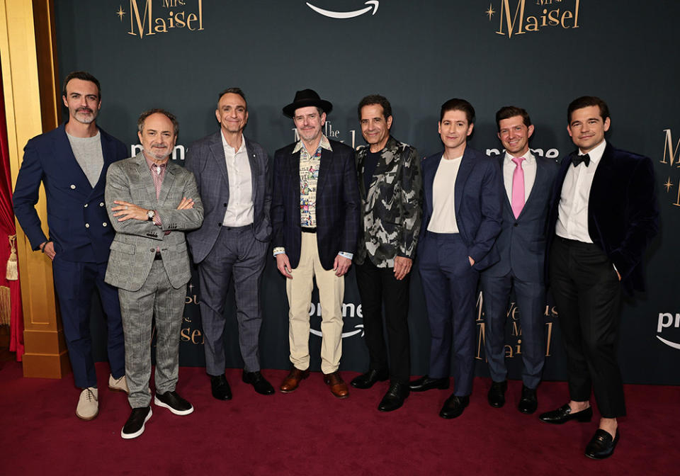 (L-R) Reid Scott, Kevin Pollak, Hank Azaria, Daniel Palladino, Tony Shalhoub, Michael Zegen, Joel Johnstone and Jason Ralph attend as Prime Video celebrates the final season of "The Marvelous Mrs. Maisel" at The High Line Room at The Standard Highline on April 11, 2023 in New York City.