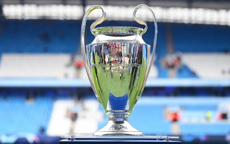 A detailed view of the UEFA Champions League trophy prior to the UEFA Champions League semi-final second leg match between Manchester City FC and Real Madrid at Etihad Stadium on May 17, 2023 in Manchester, England - Getty Images/Michael Regan