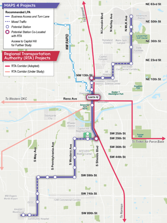 MAP 4 EMBARK BRT route recommendation. Image courtesy OKC