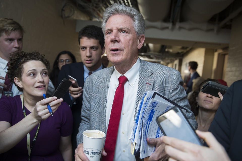 UNITED STATES - SEPTEMBER 10: Energy and Commerce Chairman Frank Pallone, D-N.J., talks with reporters after a meeting of the House Democratic Caucus on Tuesday, September 10, 2019. (Photo By Tom Williams/CQ-Roll Call, Inc via Getty Images)