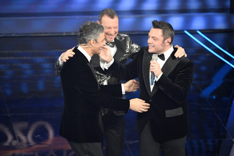 Rosario Fiorello, Amadeus e Tiziano Ferro (Photo by Daniele Venturelli/Daniele Venturelli/Getty Images )