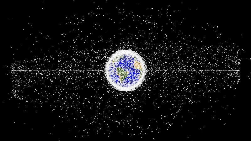 A simulation of the debris in Earth’s orbit. 