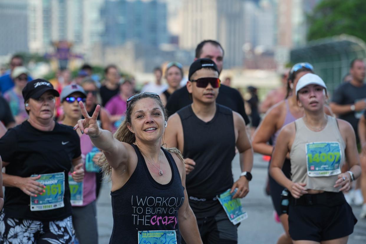 The 2024 Flying Pig Marathon in Cincinnati Ohio on May 5, 2024. Hundreds gather to race full, half and relay marathons around the city.