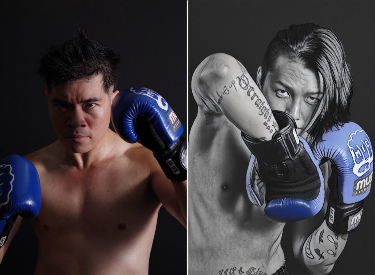 (Left) Singapore wannabe star Steven Lim and former Singapore Idol finalist Sylvester Sim (Right). (Photo: Asian Fighting Championship)