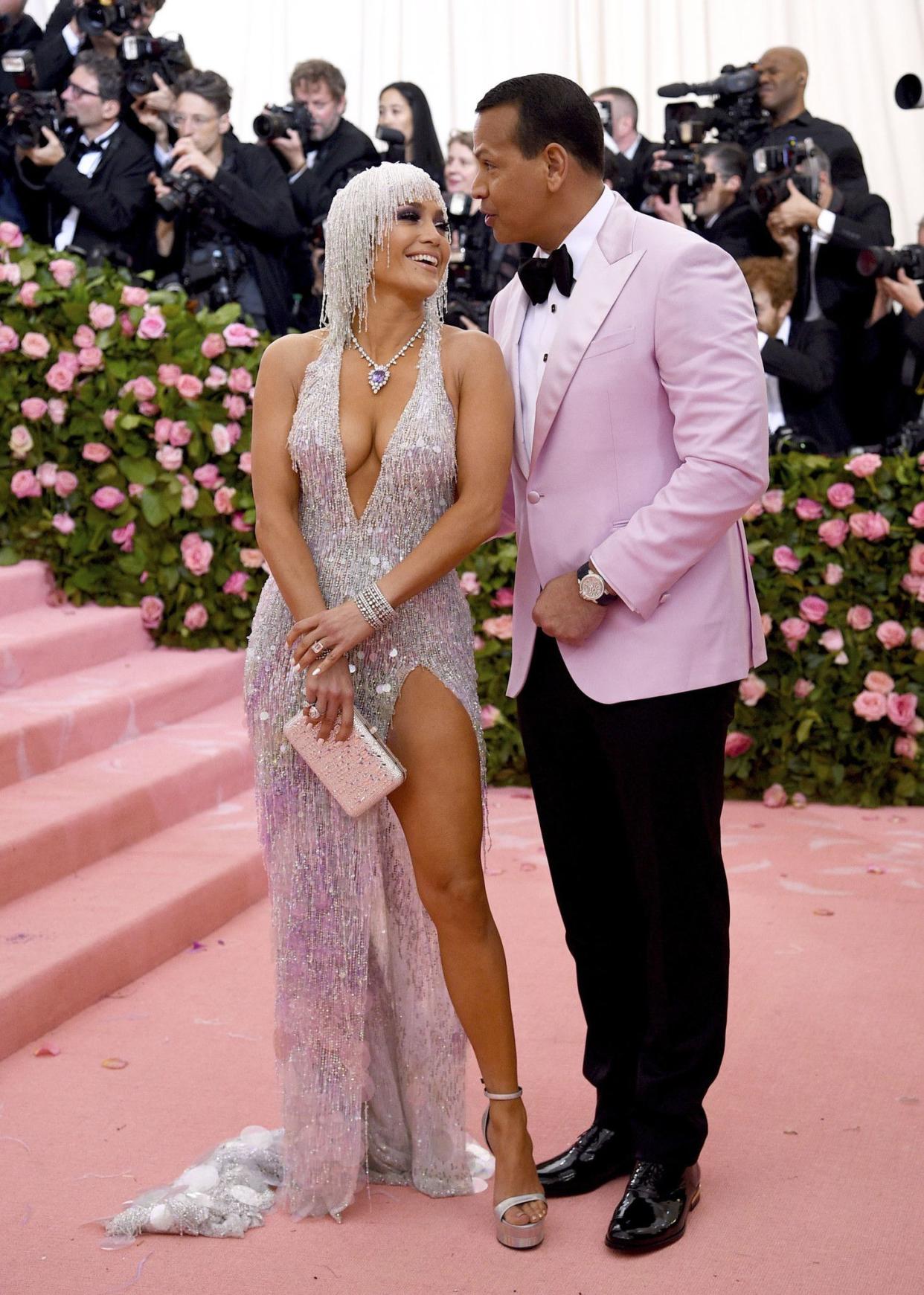 Jennifer Lopez, left, and Alex Rodriguez attend The Metropolitan Museum of Art's Costume Institute benefit gala celebrating the opening of the "Camp: Notes on Fashion" exhibition on Monday, May 6, 2019, in New York.