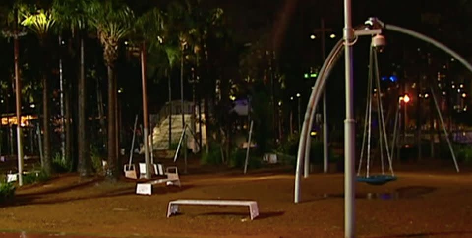 The incident occurred at Tumbalong Park, Darling Harbour. Photo: 7 News