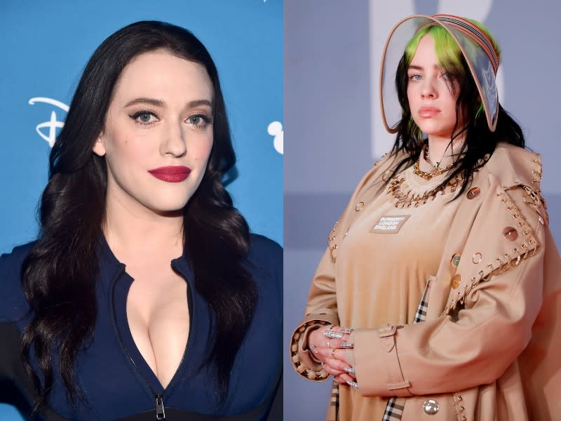 Kat Dennings shared why she came to Billie Eilish's defense recently. (Photos: Getty Images)