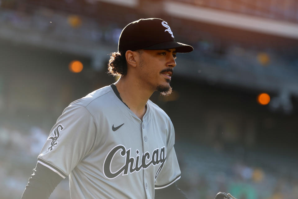 OAKLAND, CALIFORNIA - AUGUST 06: Miguel Vargas #20 of the Chicago White Sox looks on before the game against the Oakland Athletics at Oakland Coliseum on August 06, 2024 in Oakland, California. (Photo by Lachlan Cunningham/Getty Images)