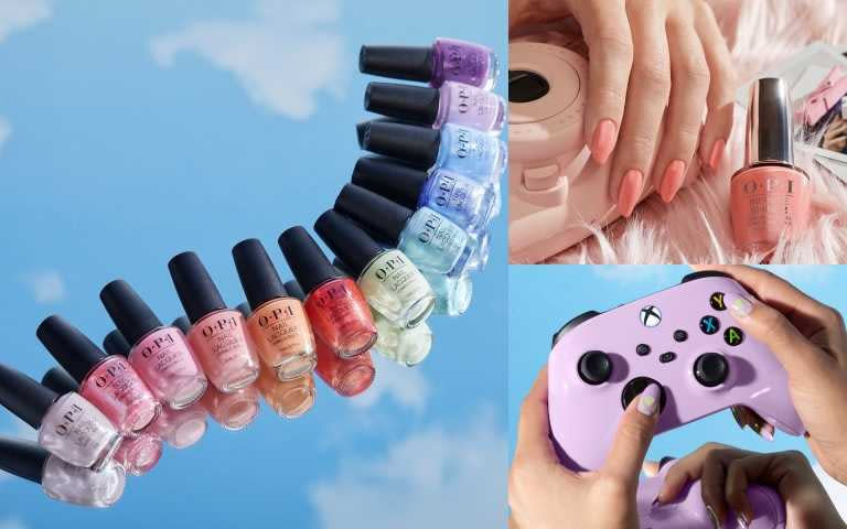 OPI XBOX 系列，12款春夏大勢新色(黑色瓶蓋)15ml/480元；如膠似漆類光繚指甲油(銀色瓶蓋) 15ml /680元（圖／品牌提供）