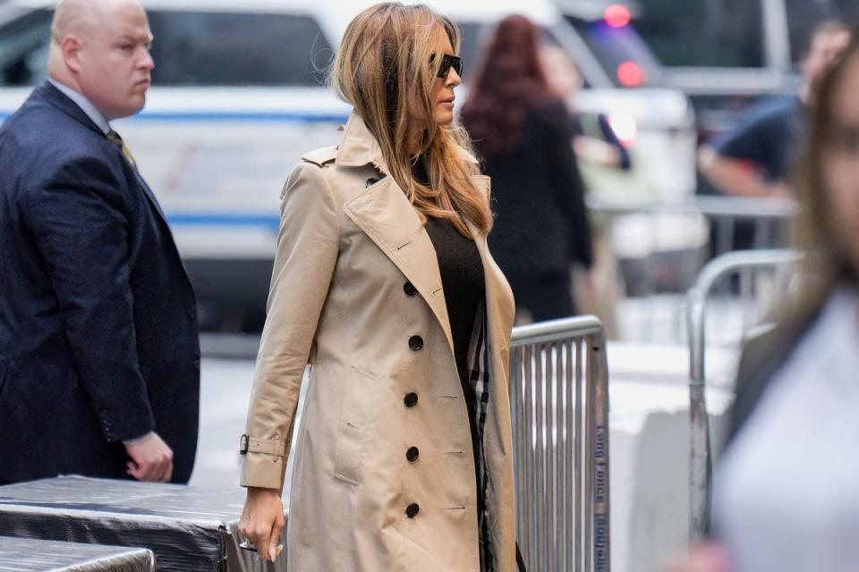 Former First Lady Melania Trump arrives at Trump Tower in Manhattan on 12 June 2023 (Getty)